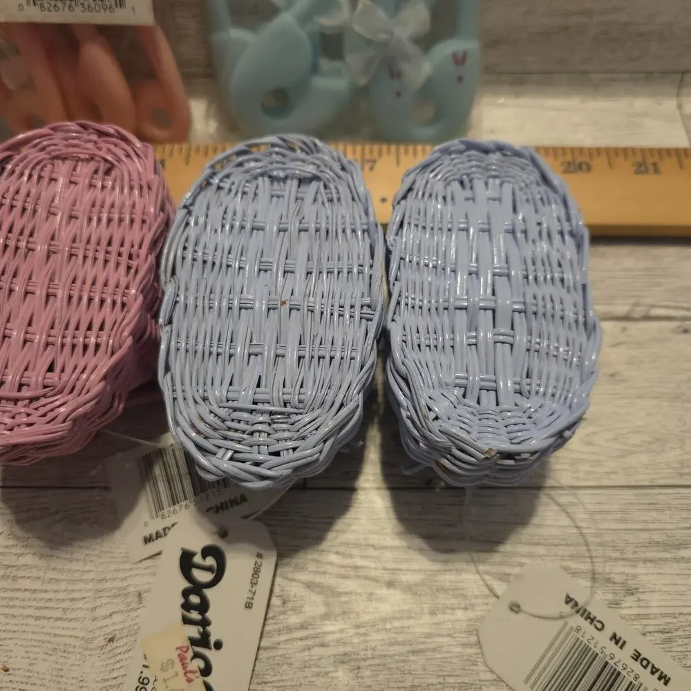 Vintage‎ Baby Shower Decor Plastic Diaper Pins Wicker Baby Shoes